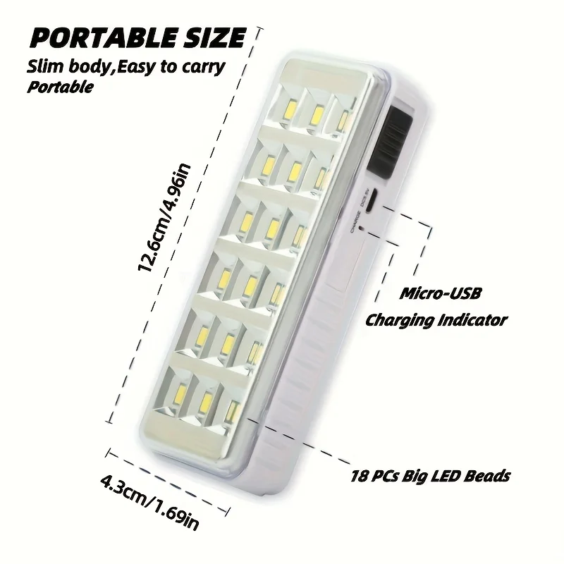Luz de emergencia LED recargable portátil para cortes de energía, lámpara de mesa con mango, luz de trabajo al aire libre
