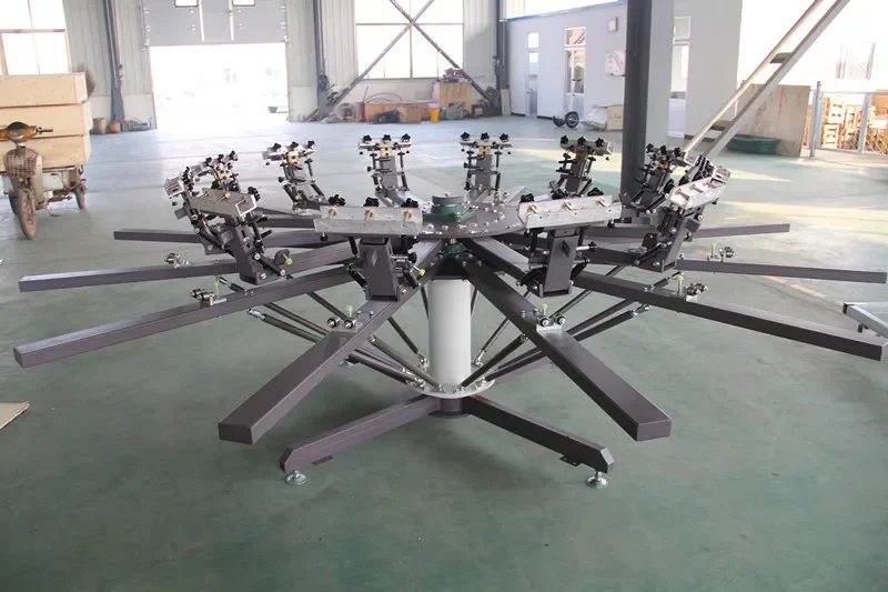 For 8 color 8 station carousel silk screen printing press prices with micro registration