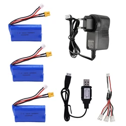 Aggiorna la batteria agli ioni di litio da 7.4 V 2200mAh con caricabatterie per Huina 580550 583 582 pezzi di ricambio per Drone per auto RC 18650 7.4 v batteria XT30 Plug