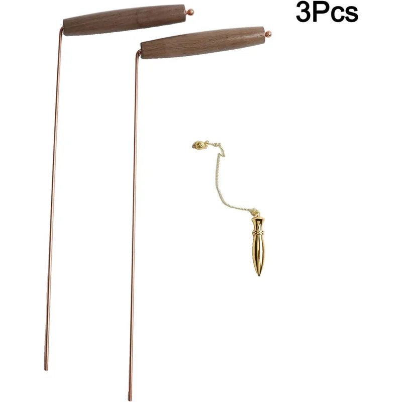 [НОВИНКА A09R!】 Латунь для обнаружения минералов воды, комплект стержней для гадания, ручка из грецкого ореха, медные лозоходные стержни, маятниковый инструмент для обнаружения металла S