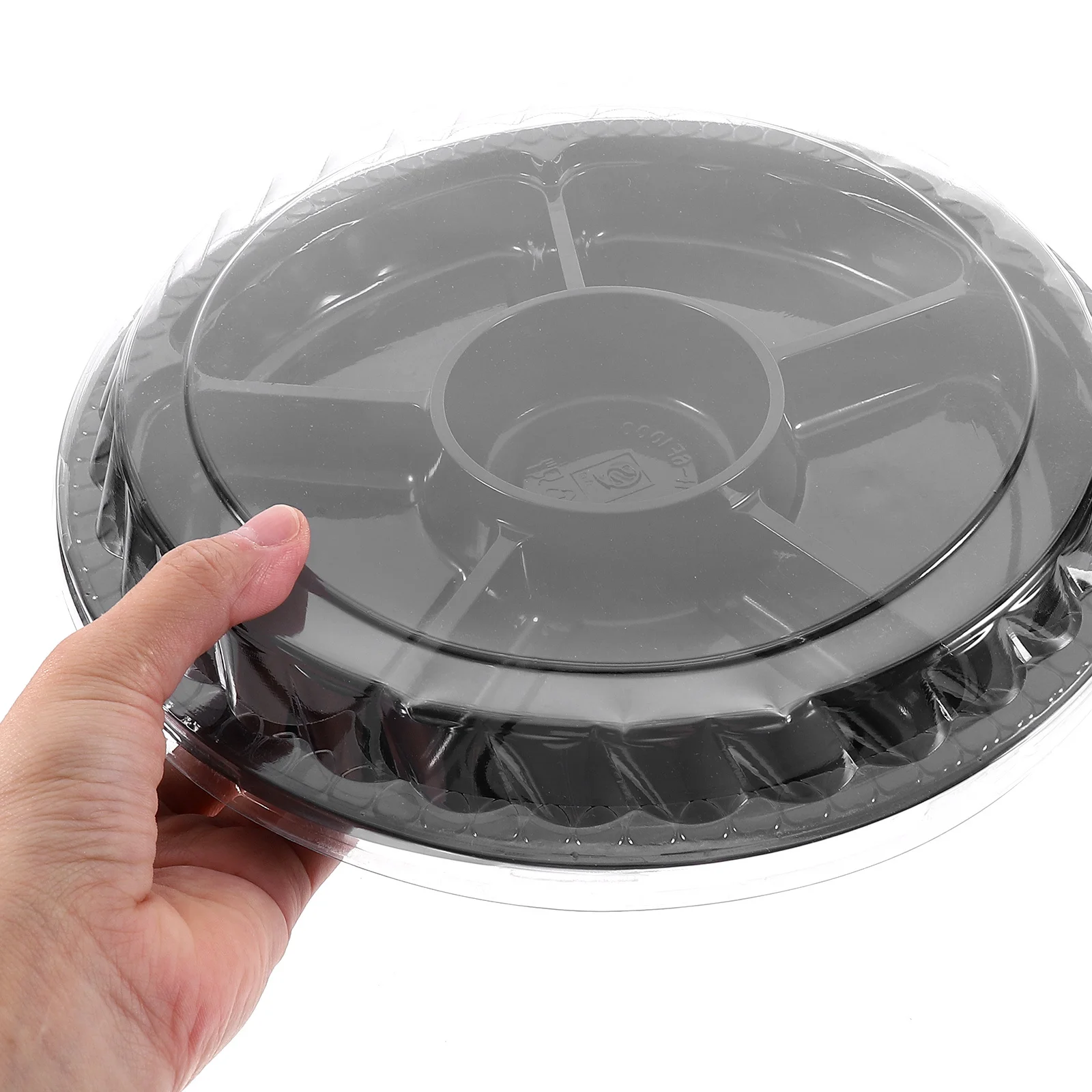 10 шт. одноразовый поднос для фруктов, 6 отделений, круглый сервировочный поднос для десертов, закусок, печенья, торта, тарелки для вечеринок для домашних животных, безопасные для еды