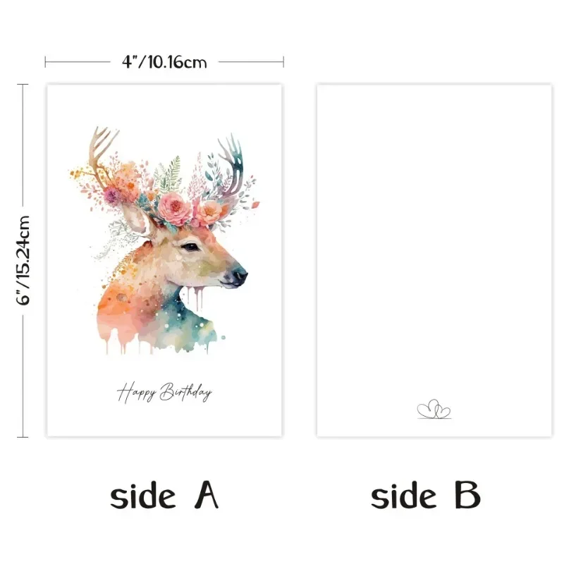 Forest Animal Blessing Greeting Card Rainbow Dot Party Supplies Decoration Birthday Gift Blessing Message Card With Envelope