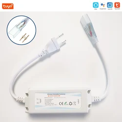 Controlador LED Tuya Wifi de 220V y 230V, blanco cálido, un solo Color, 5050 3528 LED, atenuador de tira Flexible, voz de vida inteligente para Alexa y Google