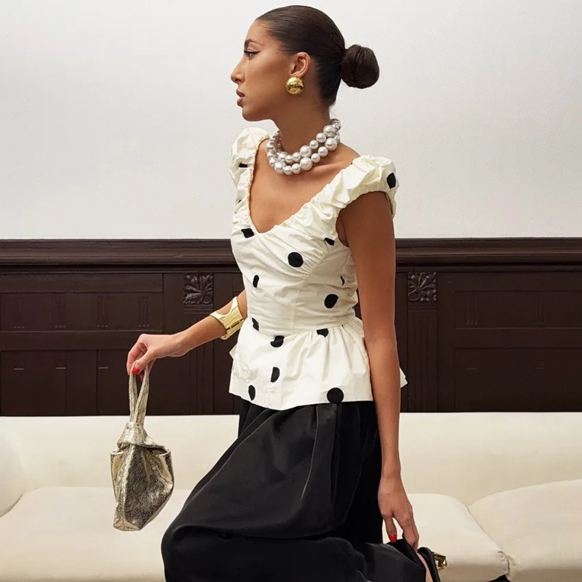 2026 Spring Summer New Arrival Women Fashion Polka Dot Tank Top Elegant Office Work Versatile Slim Fit Top Female Trendy Stylish