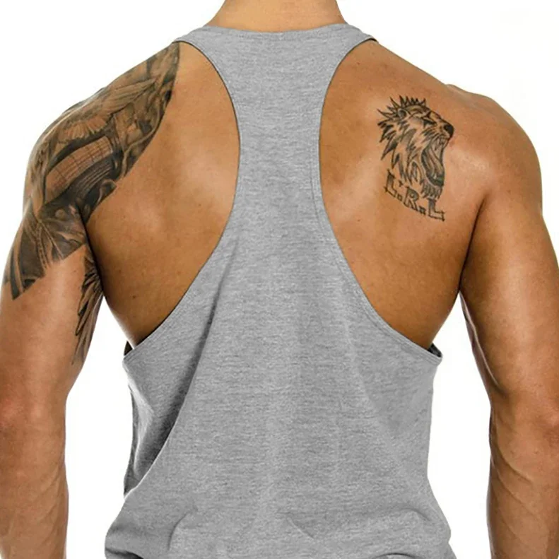 Men's Cotton Sleeveless Tees Gym Bodybuilding Workout Tank Tops Muscle Fitness Shirt Summer Cotton Breathable Absorb Sweat Vest