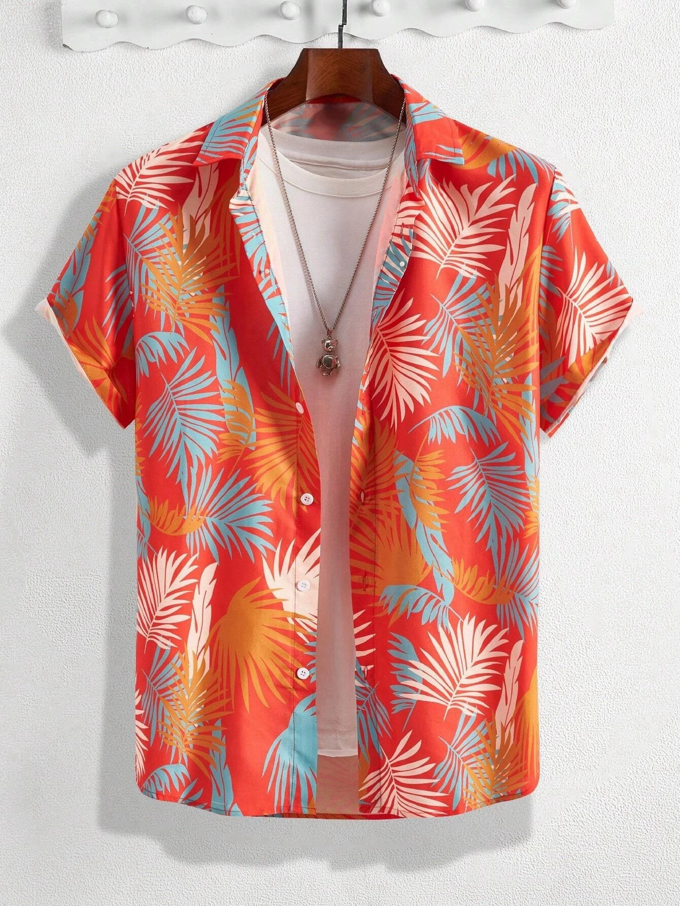 Kinderkleidung, Hawaii-Hemden für Kinder, Blattdruck, lässig, Strandmode, Hemd, Outdoor-Kleidung für Kinder, kurze Ärmel – Detail 5