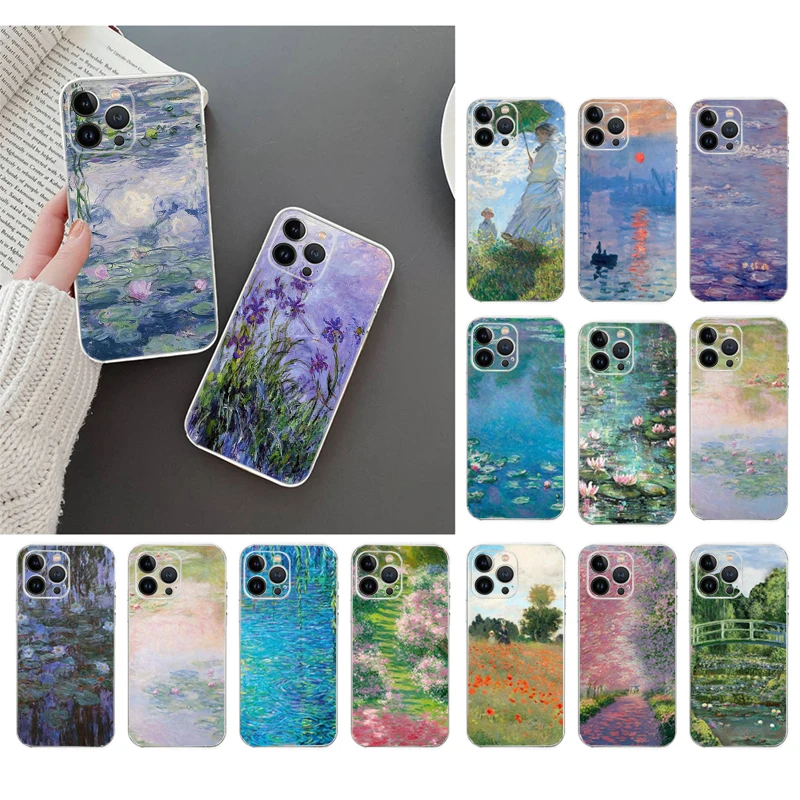 Claude Monet Painting Phone Case For iphone 16 15 14 Pro Max 16 15 14 13 12 Pro 15Plus iphone 11