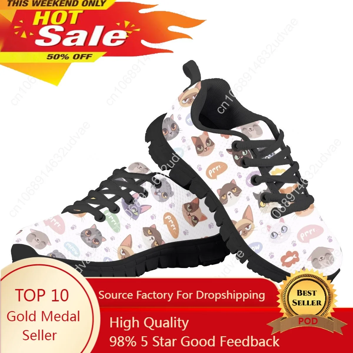 

Kawaii Cartoon Cat Paw Pattern Wear-Resistant Children's Running Shoes For Boy Girl Lace Up Comfort Men Basketball Sneakers New