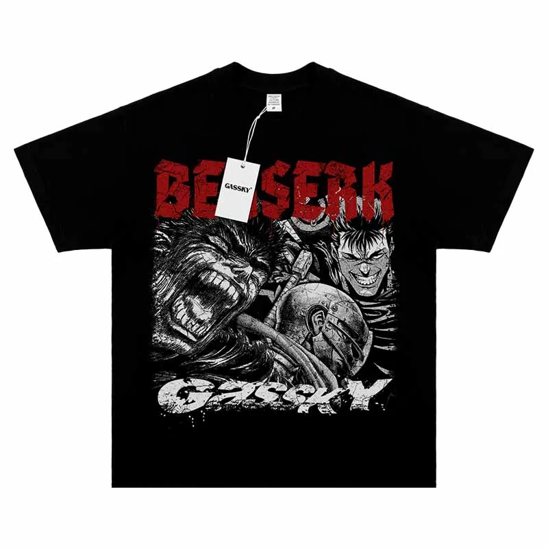 Guts Black Swordsman Black Swords Man Legend Tshirt Graphic Men Tops Vintage Punk Summer Polyester Streetwear Harajuku T Shirt