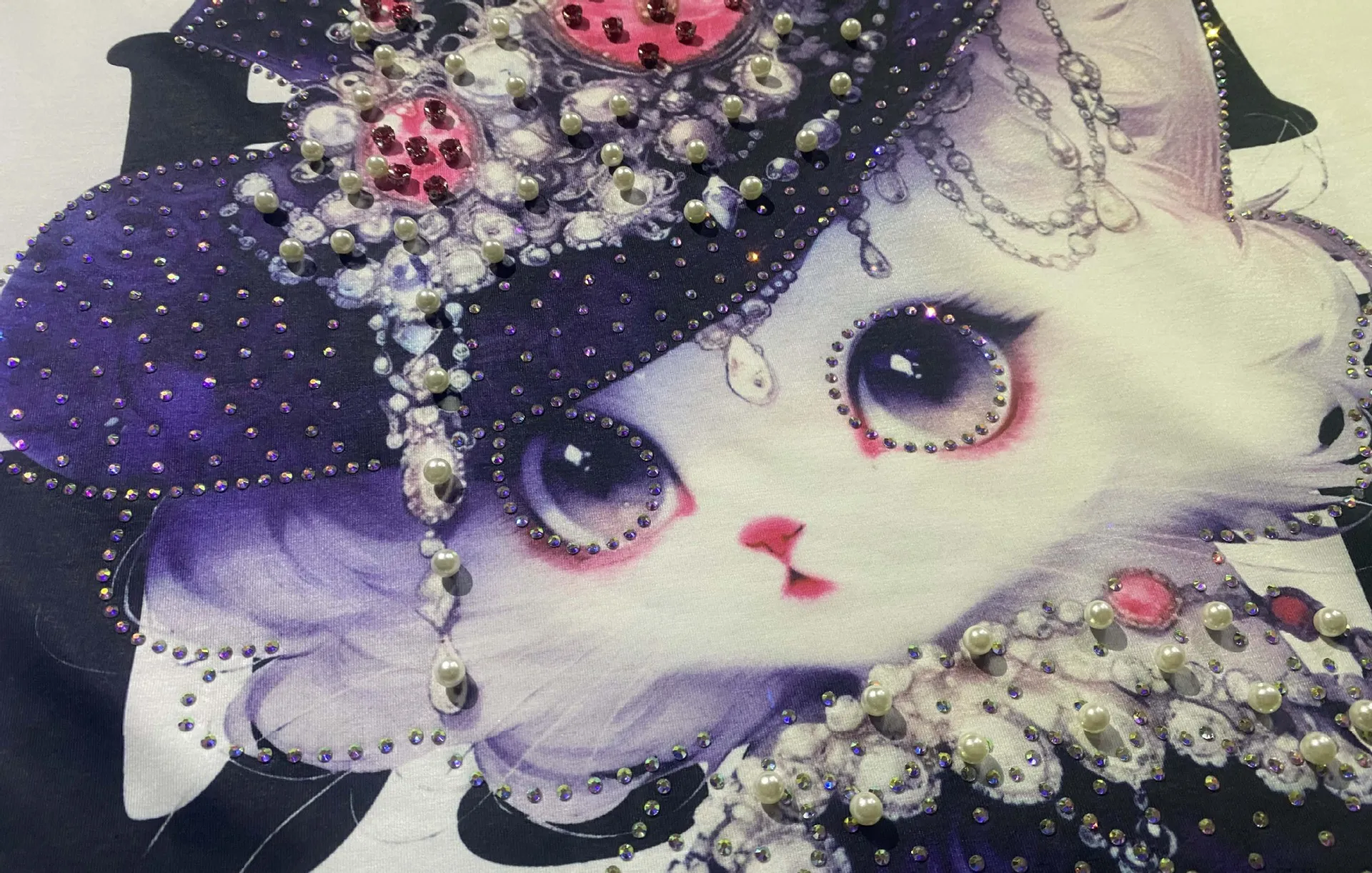 PLUS ขนาดแขนสั้นเสื้อ T ผู้หญิงฤดูร้อนเสื้อผ้าการ์ตูนพิมพ์เพชรประดับด้วยลูกปัดเสื้อ O คอลําลองเสื้อถัก Camisetas