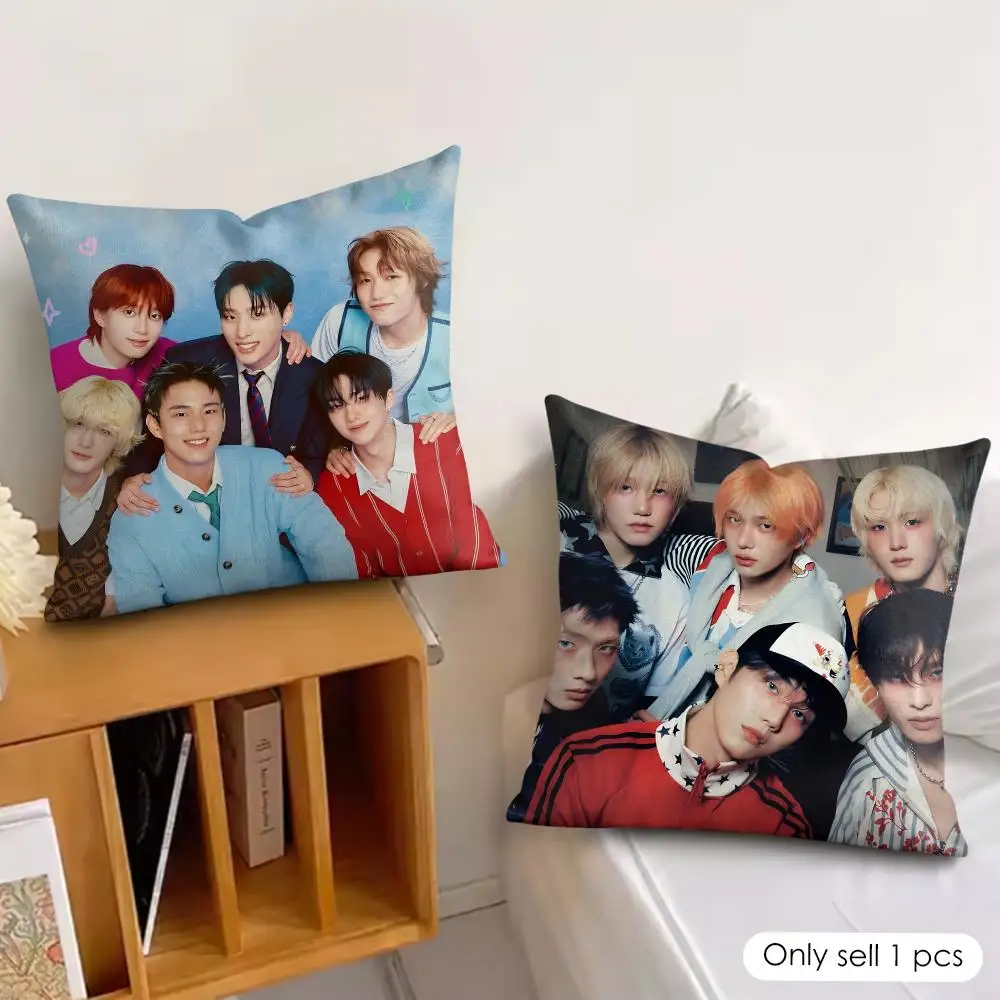 Korean Kpop Band P-p1harmony Cushion Cover Wrinkle-Resistant Short Plush Pillow Case Breathable Machine-Washable