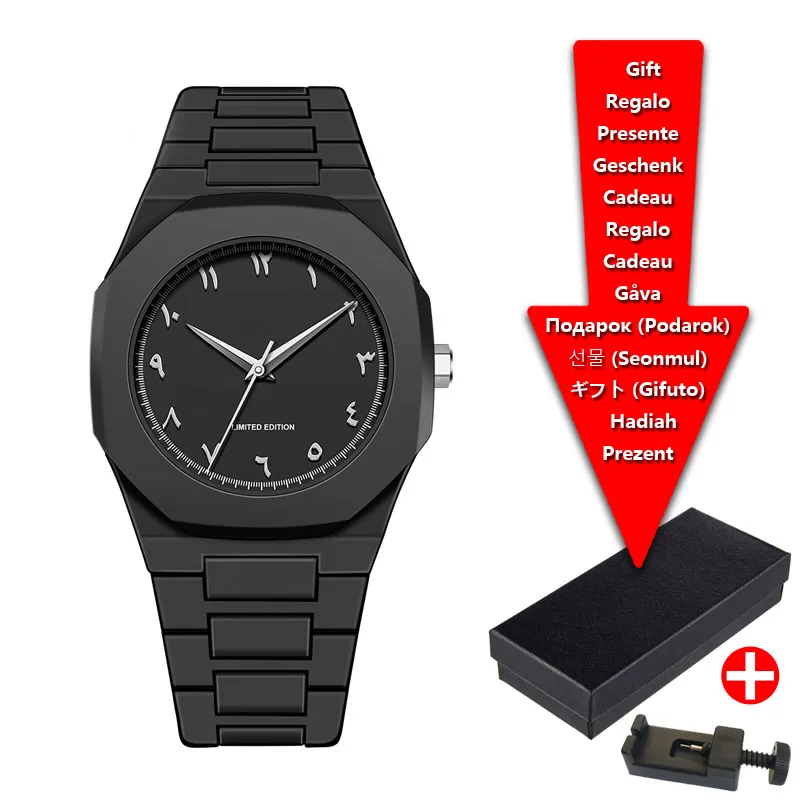 Middle Eastern Arabic Numeral Dial Calendar Business Men\'s Watch Casual Lightweight Waterproof Plastic Quartz Women\'s Watch