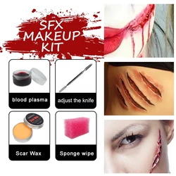 Scars Wax Kit Fake Molding Wound Skin Wax Special Effects Body Paint Halloween Set Fake Nose Stage SFX Makeup Kit with Spatula