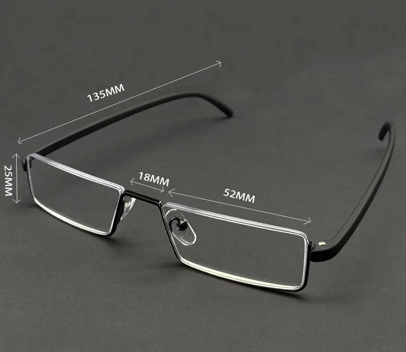 Anti-Blaulicht-beschichtete Gläser Business Halbrahmenlose ultraleichte tragbare Lesebrille + Box +1,25 +1,5 +1,75 +2,25 bis +4 – Detail 1