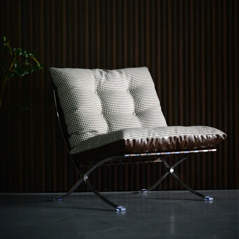 Medieval chair ancient oil wax leather single sofa living room minimalist lazy sofa recliner