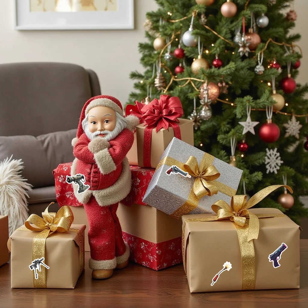 35pcs-100pcs Decals  Self-adhesive Machine-gunstickers Riflestickers Gunstickers for Skateboard Notebook Waterbottle