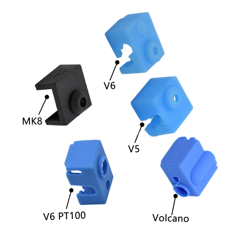 Untuk E3DV6/V5 MK8/Volnaco/Volcano PT100/CR-10/CR6 SE/Ender3S1 penutup pelindung panas blok pemanas lengan silikon