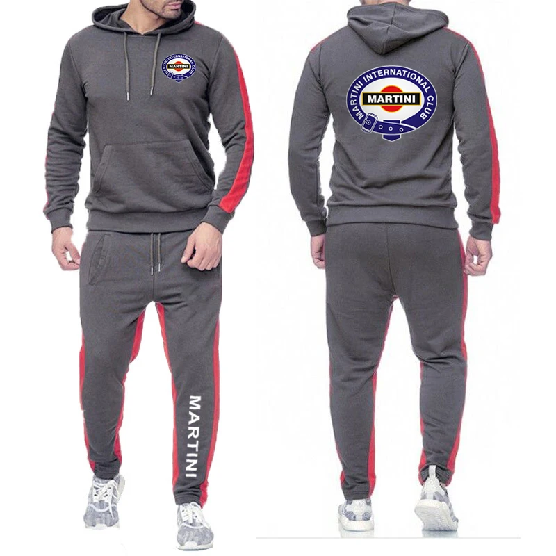

Martini Racing 2024 Men's New Styl Sport Wear Hoodie High Quality Solid Color Long Sleeve Tracksuit+Casual Sweatpants Suit