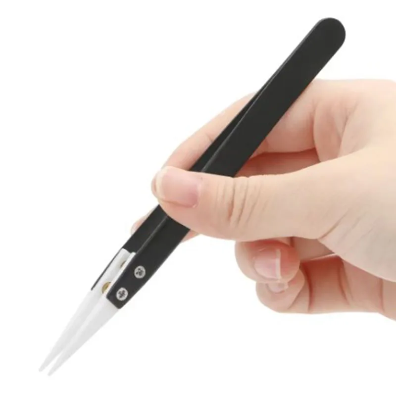 Stainless Steel Ceramic Tweezers High Temperature Resistant Ceramic Head Accessories Acid and Alkali Corrosion Resistant