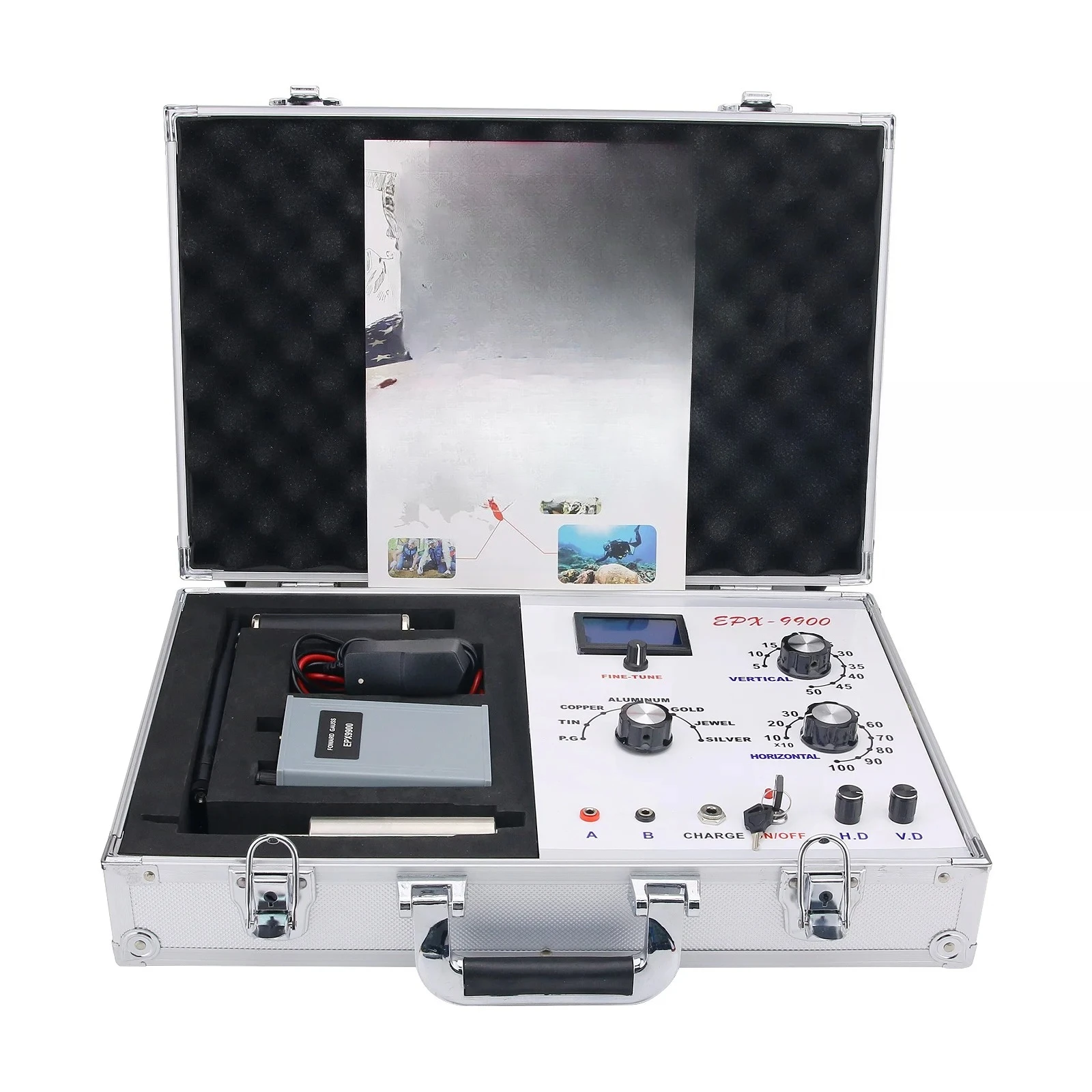 EPX9900 Long Range Underground Gold Silver Copper Tin Jewel Metal Detector for Treasure Finder