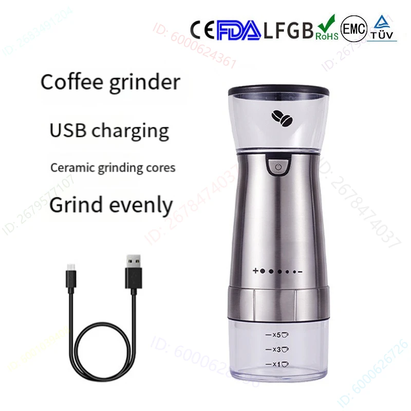 

New electric coffee grinder usb charging automatic coffee bean grinder stainless steel