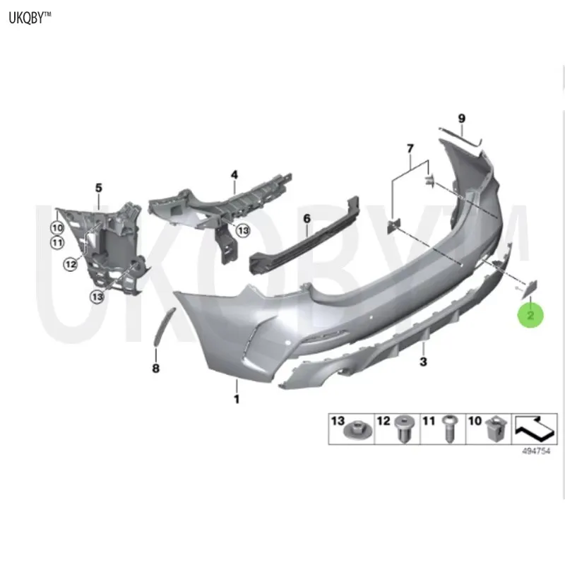 Flip over towing hook has been primed with decorative panel, lower part of rear bumper 51118081802 51112469519