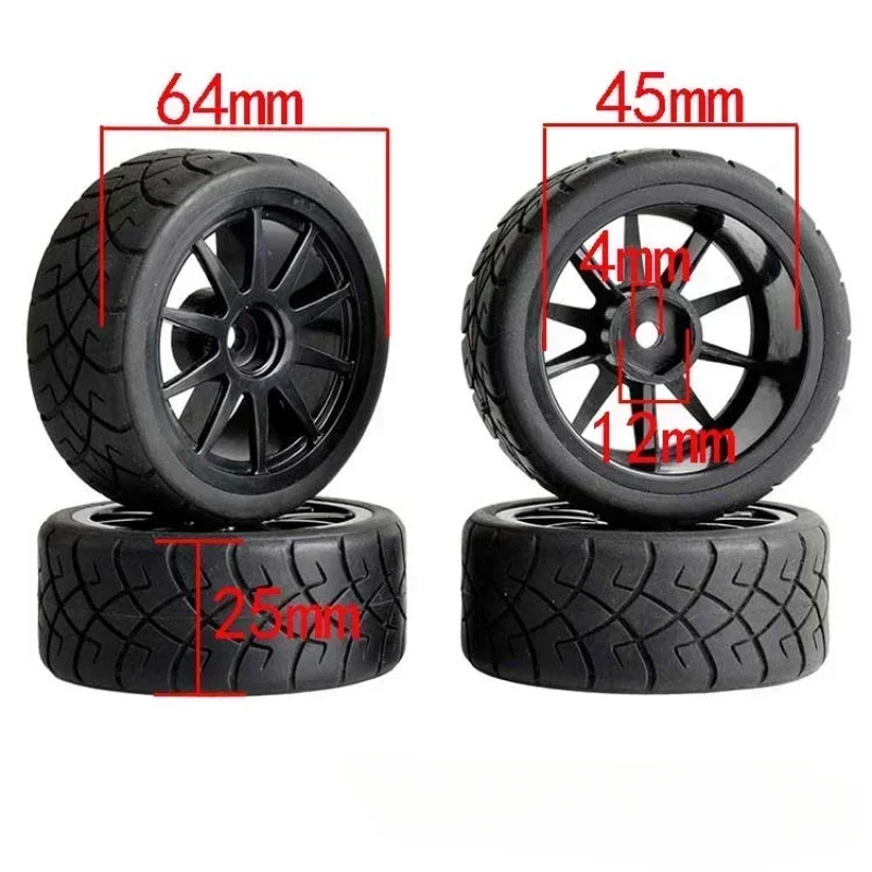 For WLtoys 144001 and 1/18 1/16 1/10 Car Tyre Pcs RC Car Rubber Tires & Wheels Rims 12mm Hex Hub