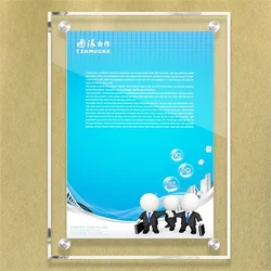 1pcs A4 Acrylic Picture Photo Sheet Plexiglass Poster Display Frame Wall Mounting Holder Stand