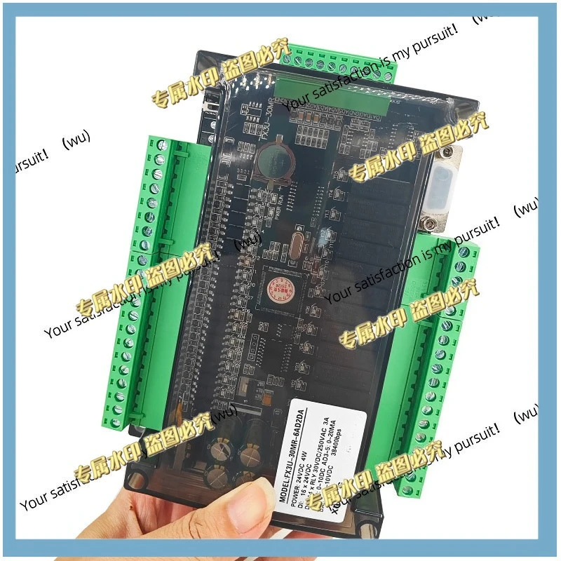 For FX3U 30MR 32MT PLC industrial control board, 38400bps relay transistor controller with RS232 RS485 6AD 2DA function
