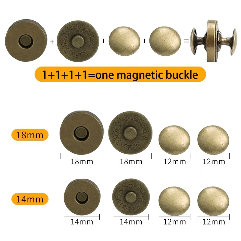 10pcs Magnetic Snaps Battons,Magnetic Purse Closure Fasteners,Sewing on Magnetic Snaps for DIY Craft