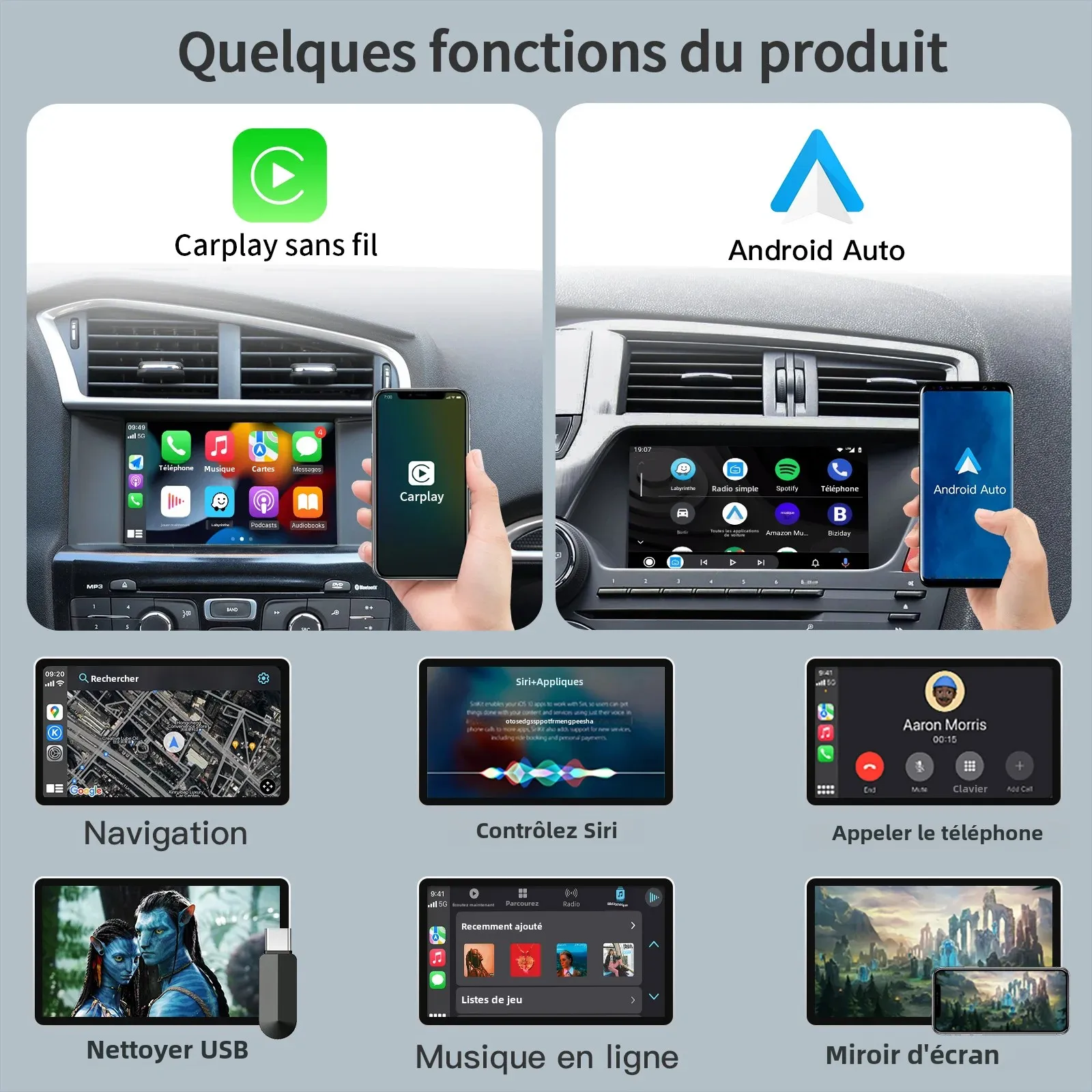 لاسلكي Carplay أندرويد السيارات لبيجو سيتروين SMEG MRN بيكاسو C4 C5 DS4 DS3 308 508 208 3008 مرآة لينك وحدة