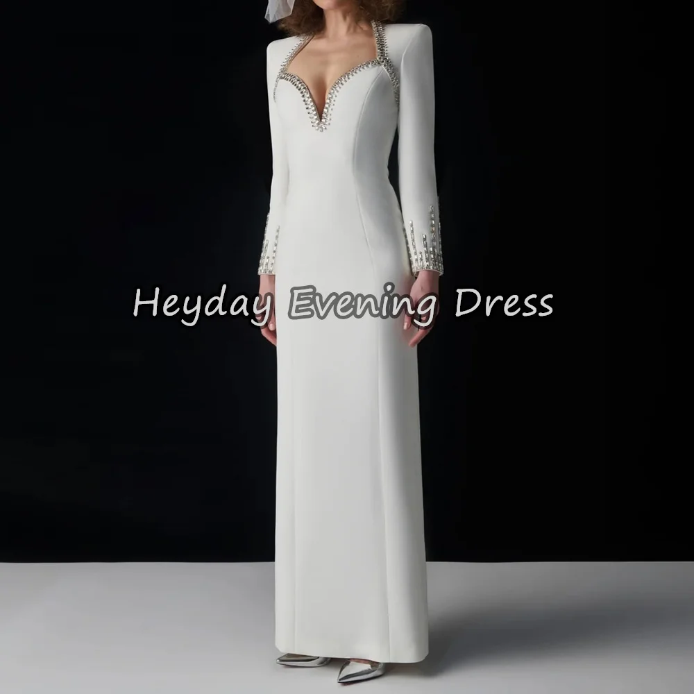 

Heyday Crepe Straight Sweetheart Neckline Beading Floor Length Simple Saudi Evening Party Dresses For Women 2025 With Slit