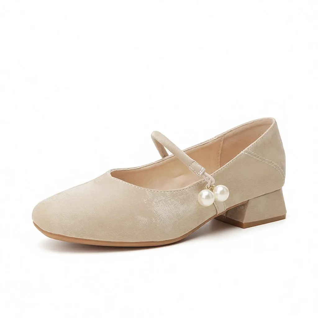 

New Chinese Style Square Head Thick Heel Single Shoes Women's Spring New Model Low Mouth One Row Buckle Mary Jane Shoes Large...
