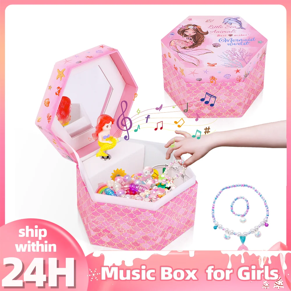 

Kids Music Jewelry Box with Spinning Doll Cute Mermaid Unicorn Music Box for Kids Girls Birthday New Year Christmas Decor Gifts