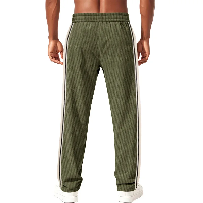 Autunno Inverno Uomo Casual Pantaloni di velluto a coste caldi Pantaloni sportivi larghi a righe retrò per uomo Pantaloni da uomo versatili Harajuku in vita elastica