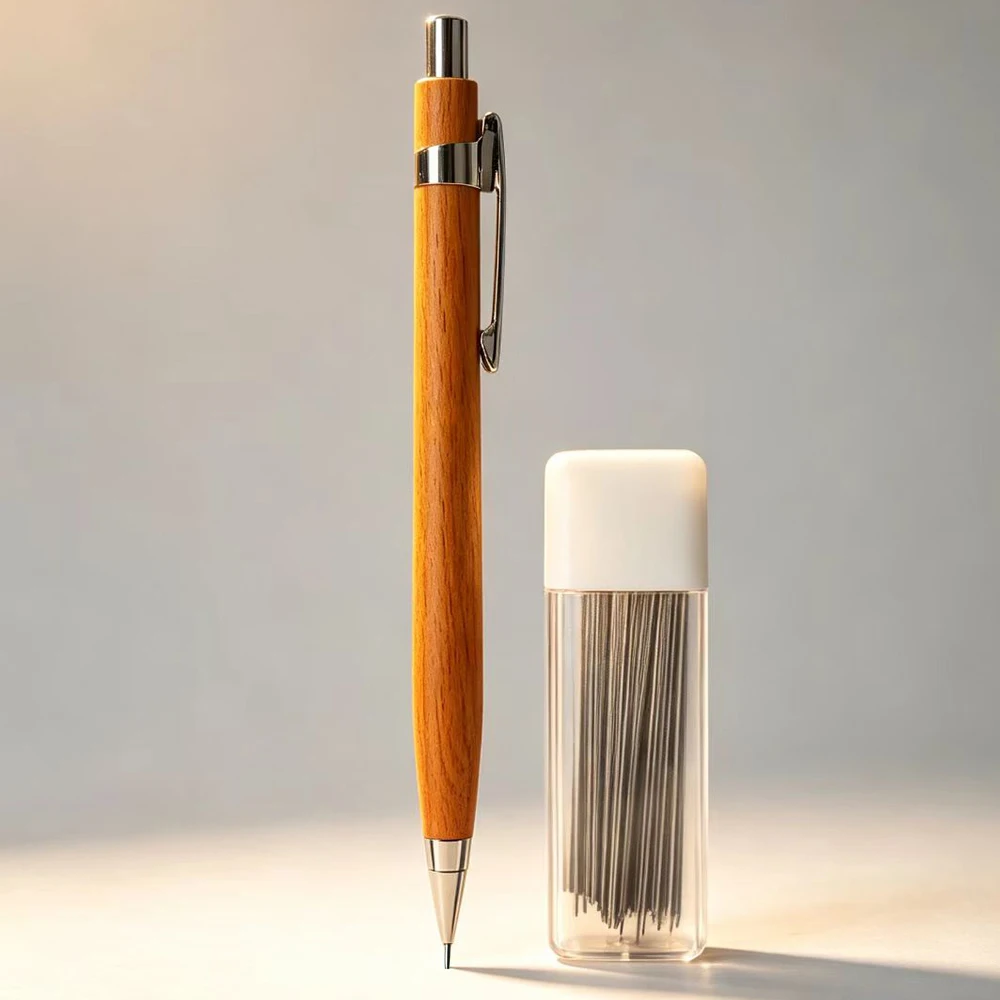 Maple Wood Automatic Mechanical Pencil Kit Complete Stationery Set with Lead Refills Ideal for Student Office Sketch & Drawing