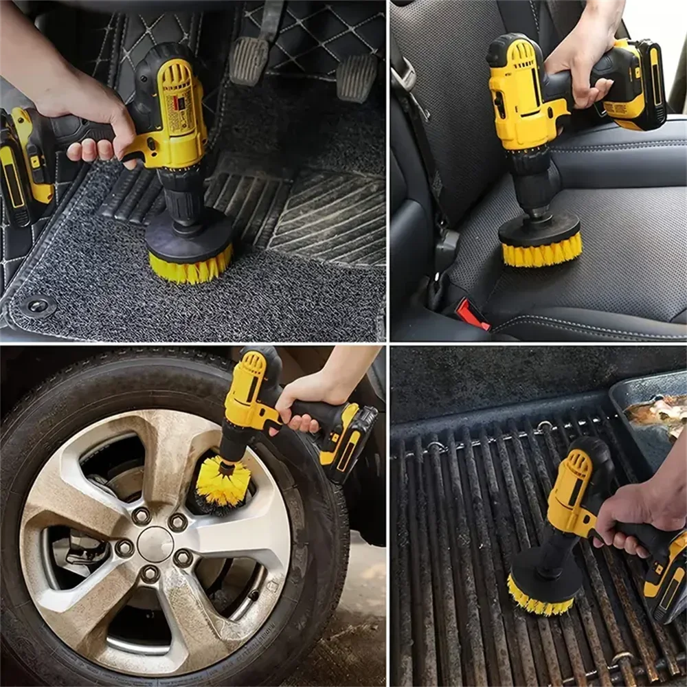 3-teiliges Bohrbürsten-Set, Power-Schrubber, Reinigungsbürsten-Werkzeugset für Fugen, Böden, Badewannen, Duschen, Fliesen, Badezimmer, Küche, Oberflächen – Detail 3