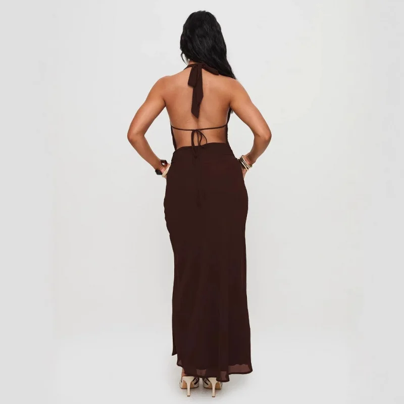 Princ Polly Sexy Low Cut V Ne Svel Slim Fit Langes Dr Faionable Kleid Hohe Taille A-Linienrock Frühlingsaison