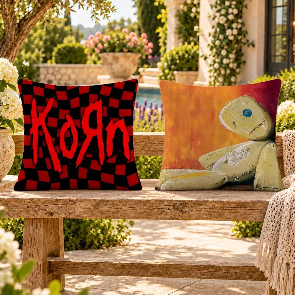 Band Nu Metal Korn Cushion Cover Soft Plush Throw Pillow Cover Washable Sofa Bed Patio Chair Home Decor