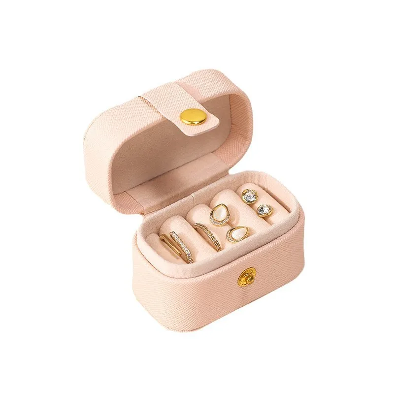 Portable Jewelry Box PU Mini Ring Box Earpiece Storage Jewelry Box Button Flip Cover Jewelry Storage Box