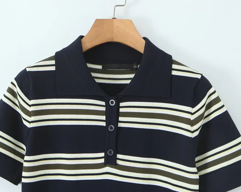 Dave & Di Nordic Minimalist Retroลายแขนสั้นชุดโปโลคอตรงยาวเสื้อยืดชุดผู้หญิงมินิเดรสVesti