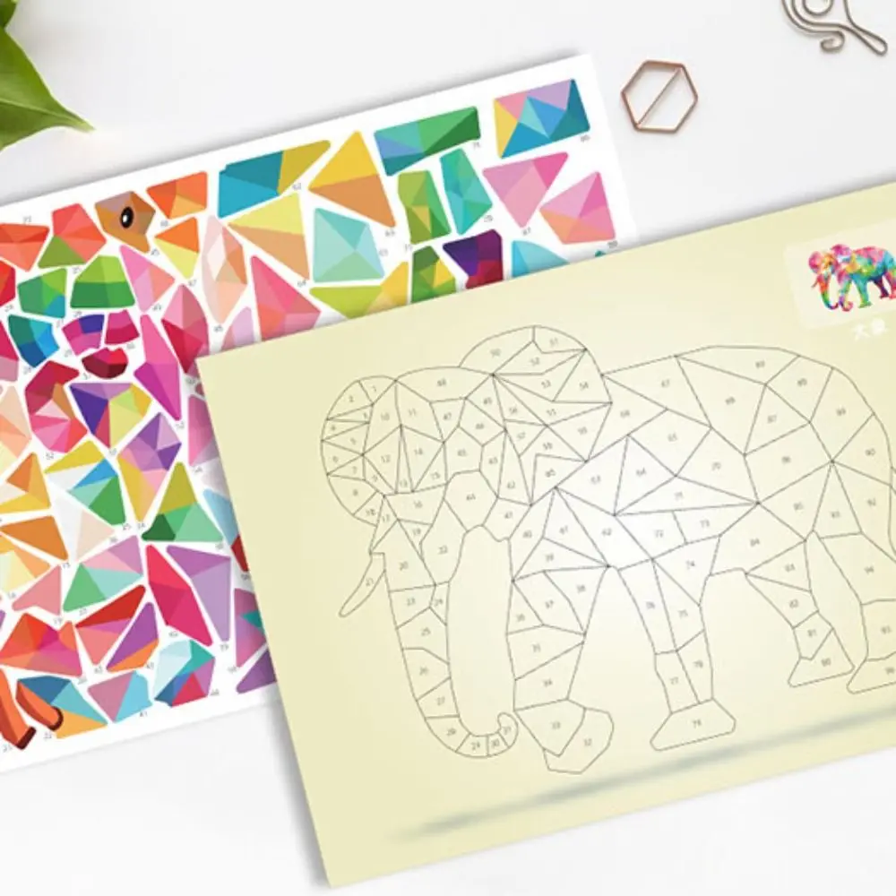 หนังสือสติกเกอร์เรขาคณิต 3 มิติ ทำมือ ของเล่นเสริมพัฒนาการ DIY ชุดวัสดุสำหรับติด หนังสือสติกเกอร์การ์ตูนสัตว์แบบมอนเตสซอรี่