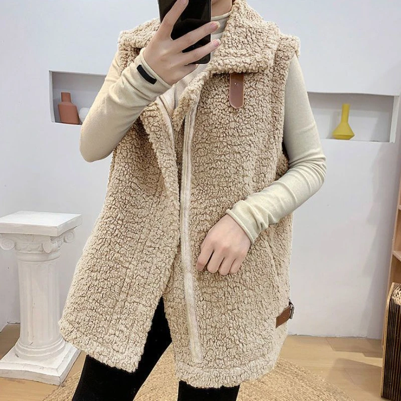 سترات فضفاضة للنساء سترات شتوية بدون أكمام موضة كورية دافئة مريحة ملابس مناسبة للمراهقين تصميم رائع #3