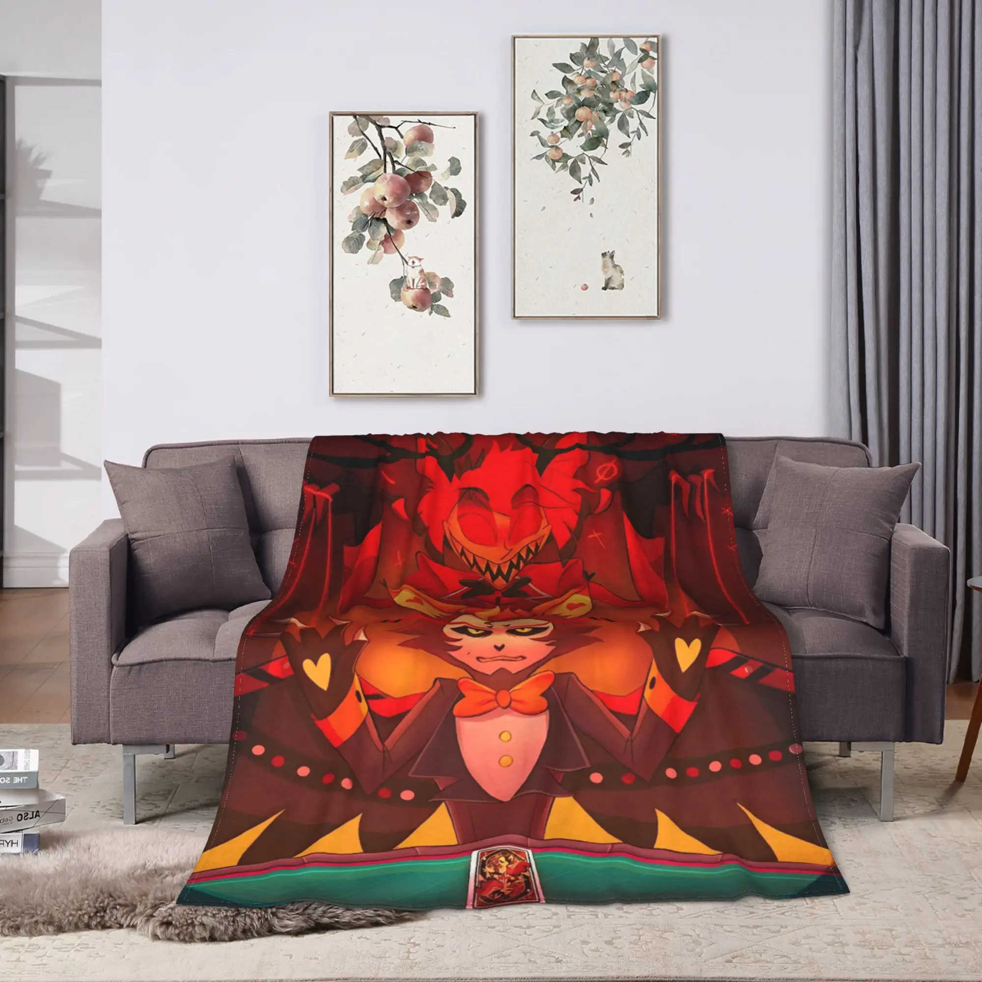 Hazbins Hotels Anime Warm Soft Blankets Airplane Plush Throw Blanket Street Trend Bedroom Flannel Bedspread Sofa Bed Cover