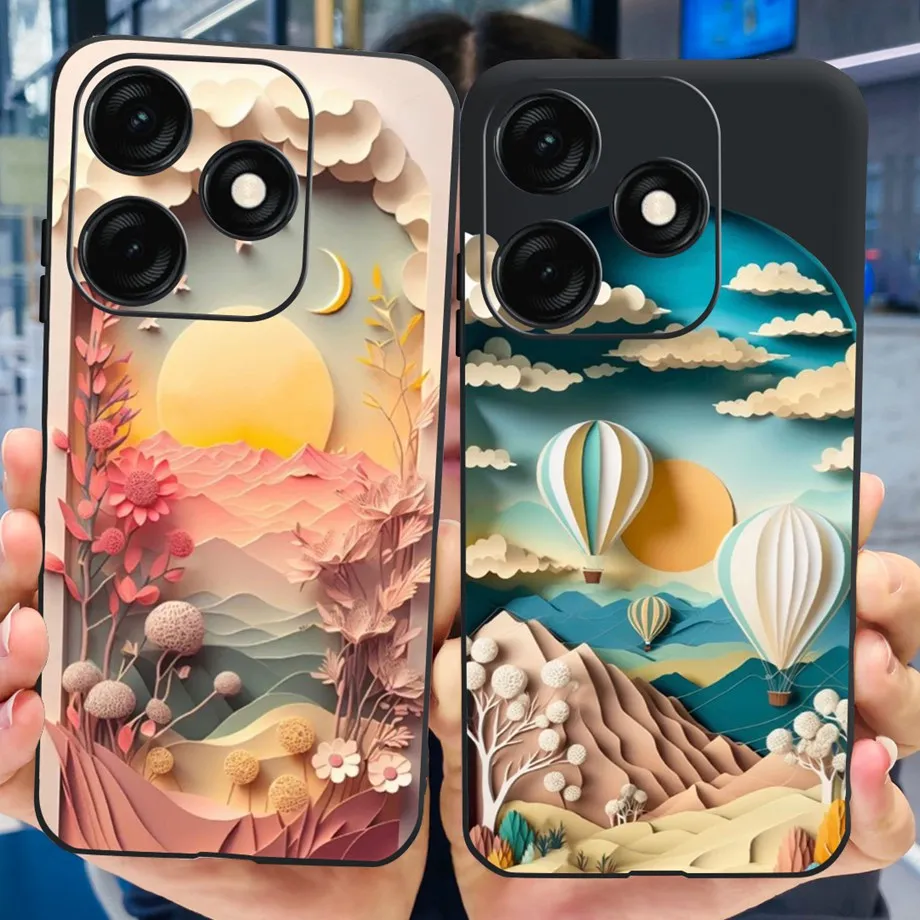 For Tecno Spark 20c Case Spark 20 Pro Plus Soft TPU Silicone Clear Bumper Coque SM-A145F A156B Fundas Marble Space Man Dragon