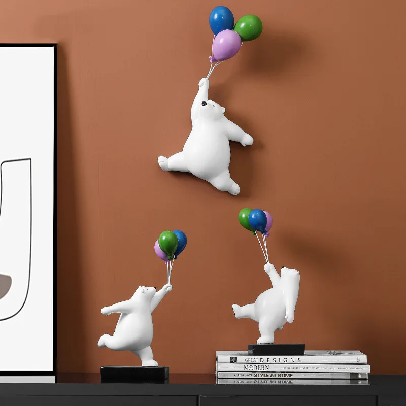 Nordic Creative Balloon Bear Ornament Wall Decoration Resin Children\'s Room Living Room Desktop Entrance Home Decoration Gift