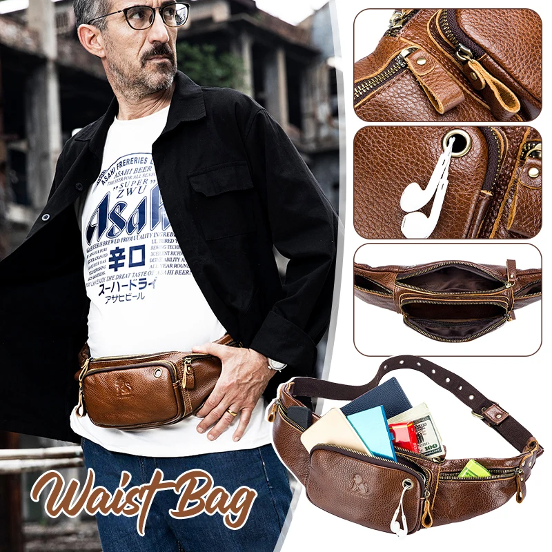 

Мужская поясная сумка из натуральной кожи, нагрудная сумка из воловьей кожи, спортивная повседневная сумка для водителя, касса, мужская поясная сумка, новинка 2023 г.