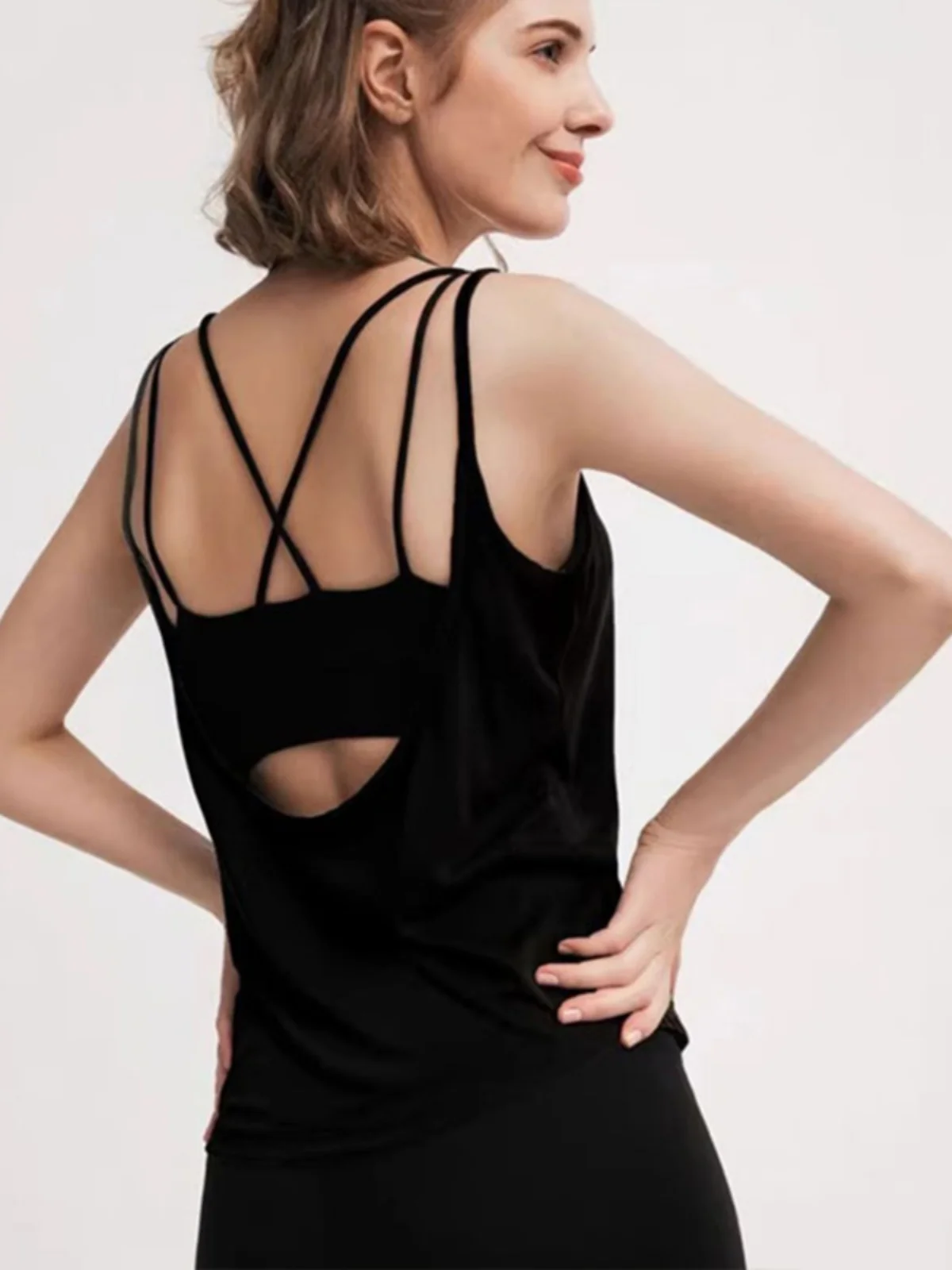 Bal haut court femmes été en plein air Sexy Ba Fitn sport ample couche de Base vêtements de travail XZKDFDD2323 trajet Sle couleur