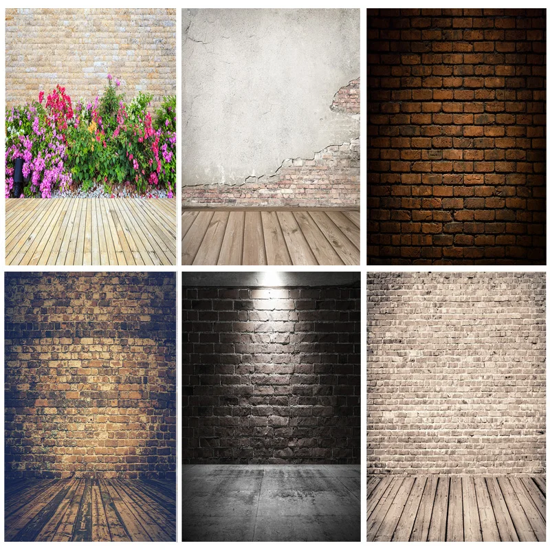 

Photorealistic Fabric Vintage Brick Wall Wooden Floor Photography Backdrops Portrait Photo Background Studio Prop YXZQ-03