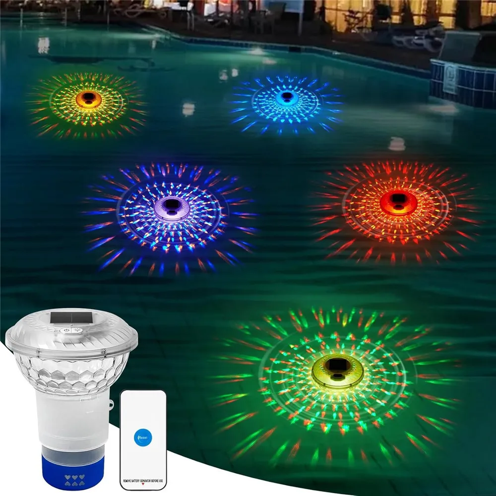 Solar Powered Pool Chlorine Floater with Colorful Lights Adjustable Pool Chlorine Dispenser Floating Pool Chlorine Dispenser